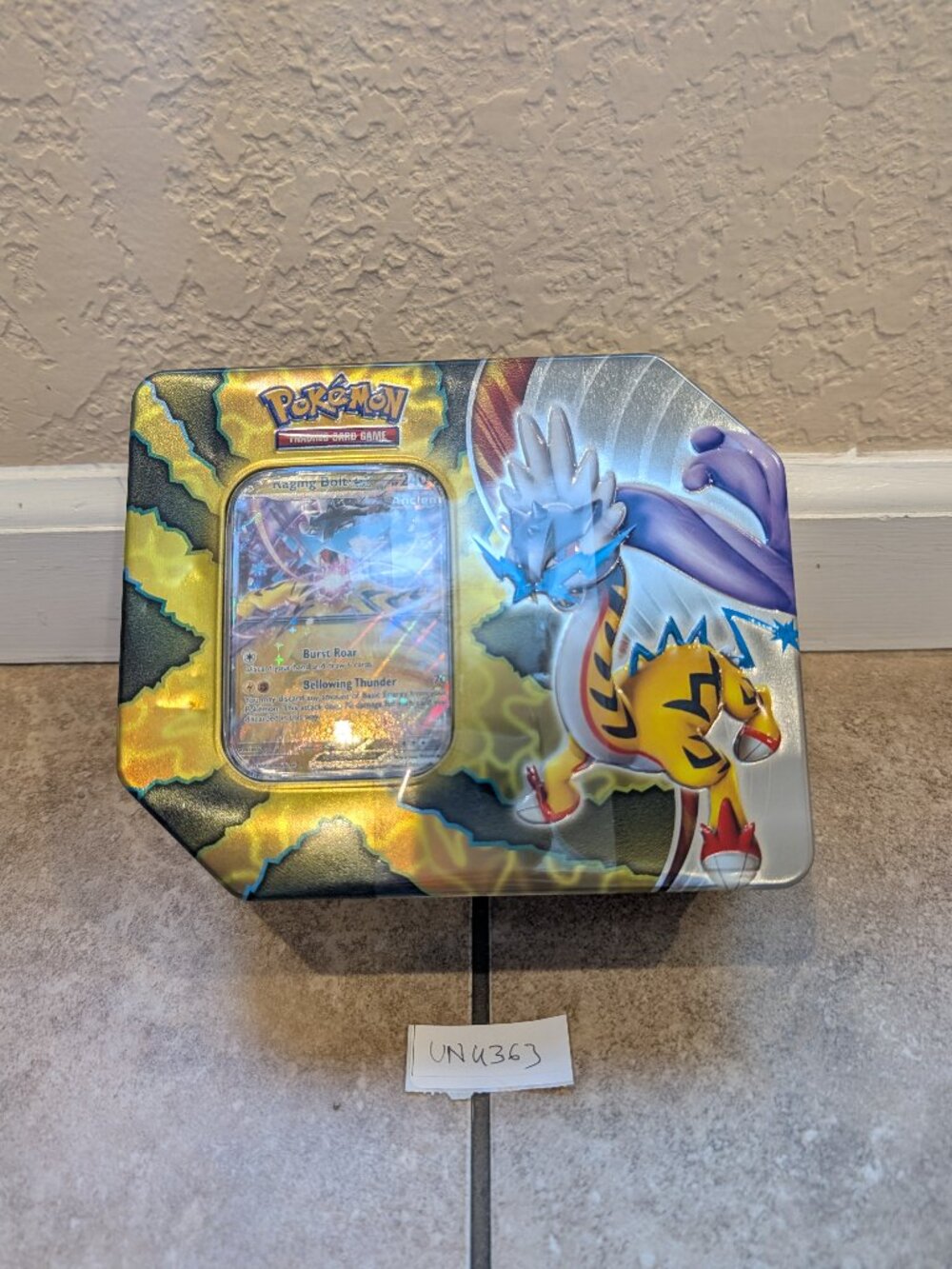 Pokemon Trading Card Game Paradox Destinies Tin Raging Bolt ex 5 Booster Packs